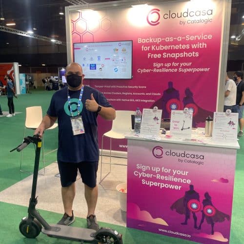 CloudCasa booth and e scooter