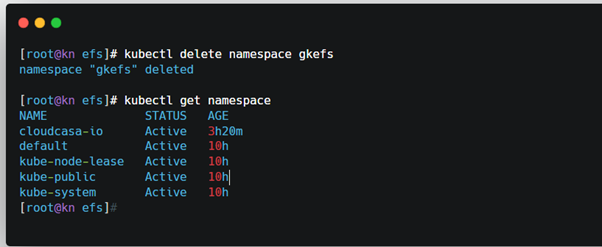 Fig 14 gkefs deletion namesapce listing before restore