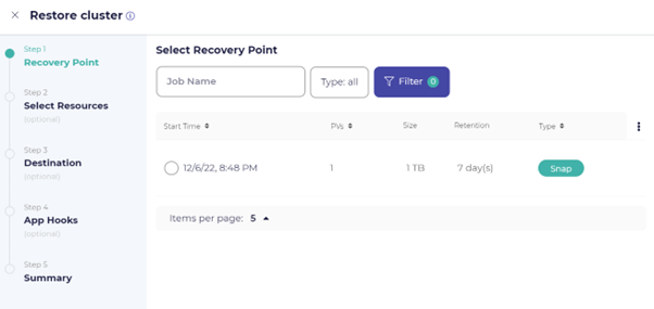 Fig 9 Restore Job Definition