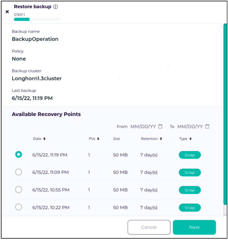 addbackup longhorn step5