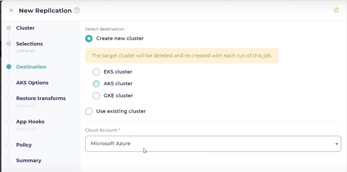 cloudcasa kubernetes migration dashboard