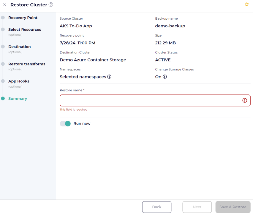 restore cluster